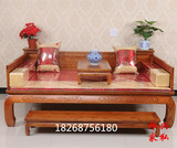 罗汉床榆木客厅中式仿古实木沙发床明清古典雕花龙榻茶几组合家具