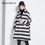 MEACHEAL米茜尔 简约廓形中款条纹羊毛大衣 专柜正品冬季新款女装