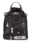 美国代购MOSCHINO  biker backpack 莫斯奇诺双肩包机车羊皮背包