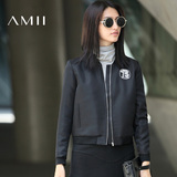Amii旗舰店极简女装2016秋装短外套拉链长袖单件涤纶 11643073
