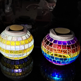 创意太阳能充电玻璃7彩台灯 LED礼品生日礼物台灯光控床头小夜灯