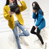玛雅精品春装新款女装2016韩版宽松长袖针织外套开衫毛衣女 短款