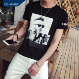 CCMKHF男士短袖T恤2016新款夏季迷彩卡通印花韩版潮学生潮流男装