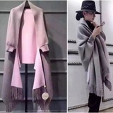 韩国代购2016秋冬新款双面貂绒大衣斗篷披肩毛衣外套蝙蝠针织开衫