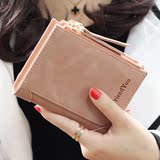 2016新款钱包女短款 学生韩版超薄复古双拉链两折女士钱包钱夹