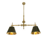 新中式黑色灯罩双头长型黄铜全铜吊灯 现代美式别墅大堂大厅灯