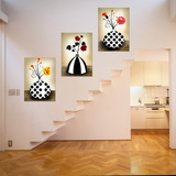 客厅沙发背景墙装饰画 现代简约 楼梯间挂画 花瓶 无框画四联卧室