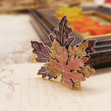 锁秋~ 质感珐琅滴釉系列 多层立体植物枫叶胸针 欧美时尚饰品