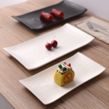 欧式创意陶瓷餐具10寸纯白桥型长方碟子蛋糕点心水果菜浅盘子包邮