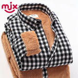 MJX秋冬季男装保暖加绒加厚青中年大码衬衫打底休闲格子长袖衬衣