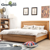 床全实木橡木 双人床1.8米北欧简约原木卧室家具1.5米 高箱储物床