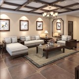 高端实木沙发组合现代中式客厅家具黑胡桃木实木沙发特价全国三包