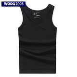 WOOG2005 纯色背心男 2016夏季新款黑色无袖弹力修身休闲打底汗衫