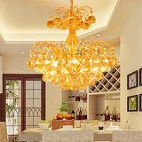 餐厅水晶吊灯欧式 简约现代创意金色水晶灯客厅卧室书房圆形灯具