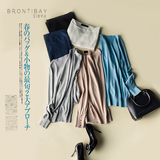 Brontibay2015秋冬新品休闲纯色长袖中长款修身显瘦T恤打底衫女