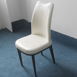 现代时尚餐椅 现代简约 小户型 木纹 不锈钢贴木皮脚白色皮艺餐椅
