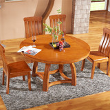 百分百木 现代中式折叠实木餐桌橡木实木圆餐桌可变形餐台YHZ147