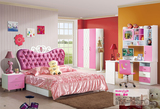 儿童家具套房组合 公主儿童床 女孩粉色软包床 青少年卧室四件套