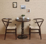 欧式咖啡厅桌椅组合奶茶甜品店西餐厅一桌两椅复古实木休闲餐桌椅