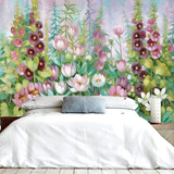定做大型壁画手绘花卉欧式淡雅浪漫山花田园壁纸卧室沙发背景墙纸