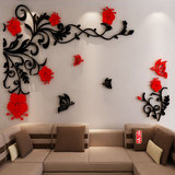 蝴蝶花简约现代3D亚克力立体墙贴纸客厅沙发电视背景墙壁装饰贴画
