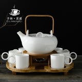 高档陶瓷咖啡杯套装花茶杯茶具杯具杯子水杯水壶套装家用竹木加热