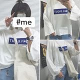 2016春装新款套头卫衣女韩版潮学生宽松显瘦简约字母薄款打底T恤