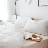 高档纯白条纹夏季四件套纯棉1.5m床提花布泡泡纱床单被套床上用品