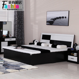 简约现代床1.8米高箱大环保储物1.5米定做家具包邮实木颗粒板式床