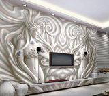 热销大型壁画3D欧式客厅电视背景墙纸壁纸玄关走道沙发浮雕立体雕