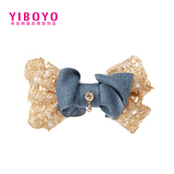 YIBOYO时尚未镶嵌顶夹日韩新鲜出炉蝴蝶结发夹发饰 饰品 蓝色