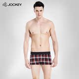 Jockey男士居家平角裤 舒适高弹柔软贴身棉质格纹吸湿透气 内裤