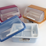 厨房置物架装碗筷收纳箱餐具收纳盒带盖碗柜放碗架沥水架盘子塑料