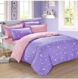 全棉纯棉单人双人床单单件紫色星月浪漫被罩枕套1.5*2.3米床包邮