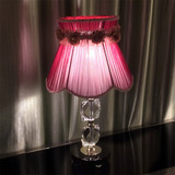 红色台灯结婚 床头灯 现代 温馨浪漫现代简约漂亮的女士水晶台灯