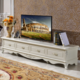 欧式电视柜 实木客厅矮柜卧室地柜简约法式象牙白电视机柜组合