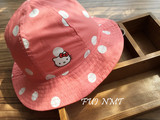 出口欧洲外贸原单儿童粉红波点凯蒂Hello Kitty女童渔夫帽太阳帽