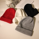 帽子女秋冬新款韩版羊毛绒纯色卷边男女保暖毛线帽针织帽套头冷帽