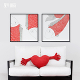 星川艺术家 彭勃 艺术抽象画餐厅装饰画客厅红金鱼动物挂画子非鱼