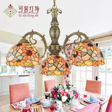 蒂凡尼彩色玻璃创意田园向日葵三头美人鱼餐厅卧室客厅吊灯吸顶灯