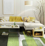 欧式客厅茶几卧室床边地毯书房次卧咖啡厅地垫绿条纹晴纶地毯包邮