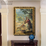 耶稣牧羊基督教油画纯手绘教会人物油画教堂装饰画玄关客厅挂画