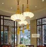 新中式吊灯现代客厅卧室餐桌吊灯创意个性服装店茶室布艺羊皮吊灯