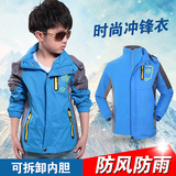 男童秋冬装外套2015新款中大童儿童加厚可拆卸三合一冲锋衣两件套