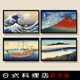日式浮世绘装饰画料理店壁画日本酒店餐厅挂画寿司店富士山有框画