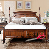 定制美式实木床 卧室实木家具 婚床 实木单双人床 简约现代胡桃色