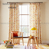 MASAR英国进口面料 定制窗帘现代风格 北京实体店 纯棉橘色小叶子