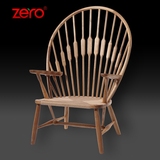 简约现代实木休闲椅子/北欧设计师家具孔雀椅/扶手高靠背水曲柳椅