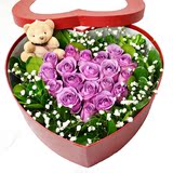 南京同城速递 紫藤鲜花实体店 玫瑰小熊 生日礼盒 市内送货上门。