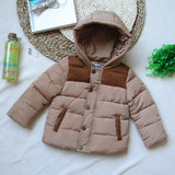 外贸男童棉袄冬装童装加厚加棉儿童棉服 宝宝连帽外套保暖棉衣